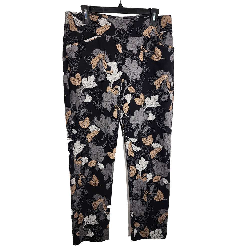 Chico's Perfect Stretch Womens Foliage Josie Slim Ankle Pants Leaf Pull On 10